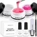Morovan Builder Gel for Nails - 3 Colors Builder Gel Nail Kit with Gel Base Top Coat Set - Clear Pink Glitter Colors Hard Gel Builder for Nail Extension Nail Forms Brush Starter Kit for Beginners Clear Pink Glitter Builder…