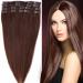 Real Remy Human Hair Extensions - 8pcs Clip In Extensions 90g 40cm (#4 Medium Brown) - International Shipping - Buy Online on GoSupps.com