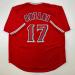 Facsimile Autographed Shohei Ohtani Los Angeles LA Anaheim Red Reprint Laser Auto Baseball Jersey Size Men's XL
