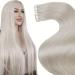 Laavoo 75cm tape real hair extensions blond hair extension real hair tape on extensions real hair long extensions real hair tapes platinum blond of course 50g 20pcs #60 75cm-20pcs 2.1 #60