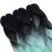 Tess Braids Extensions 60 cm - 3 Pack Jumbo Kanecalon Hair Braids for Box Braids - Ombre Black/Light Green - 100g Bundle - Buy Online on GoSupps.com