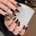 Shop Moguri Red Black Almond-Shaped Press On Nails | Elegant Artificial Nails with Golden Curved Line Design - Perfect for Weddings & Birthdays - Buy Online on GoSupps.com