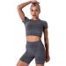 Women Seamless Yoga Outfits 2 Piece Set | Short Sleeve Crop Top & High Waisted Shorts | Activewear Set - Gray (Large) - Buy Online on GoSupps.com