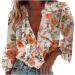 Women's XX-Large Orange Floral Butterfly Chiffon Ruffle V-Neck Pullover T-Shirt - Buy Online on GoSupps.com