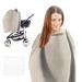 Breastfeeding Cover Cotton Soft Breathable Breast Feeding Coverall with White Cotton Towel Nursing Cover for Mum Multi Use Stroller Cover Outdoor(Beige)