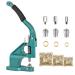 BEAMNOVA Grommet Machine Hand Press Tool Eyelet Kit W/ 3 Dies (#0#2#4) of 1/4, 3/8, 1/2 Inch (6, 10, 12mm), 1500 Golden Grommets Green Machine + Golden Supplies
