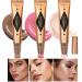 AKOFIC Blush Beauty Wand Liquid Contour Wand Cream Highlighter Wand for Flushed Cheeks Naturally Sculpted Look Glowing Skin - Bronzer Luminizer Contour & Pink Blush & Glitter White Highlight