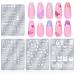 Saviland French Tip Nail Stamp 4 pieces of nail art stamp panels with French lines wave strips hearts stars natural patterns and reusable stainless steel manicure template B-4PCs Nail Art Stamping Kit