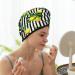 Hair Towel Wrap for Quick Drying | Lemon Striped Towel Turban with Button | Perfect Hair Drying Solution - Buy Online on GoSupps.com