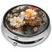 Portable Metal Pill Box with Flower Design | Mini Round 3-Compartment & Hinged | Ideal for Small Pills & Travel - Buy Online on GoSupps.com