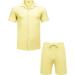 AstoSeu Men's Short Sleeve Shirt and Shorts Set - Light Yellow, X-Large - Buy Online on GoSupps.com