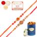 Ghasitaram Gifts Rakhi for Brother Rakhis Online - Set of 2-6074 and 6325 Om Rakhi Threads with 100 GMS of Dryfruits Mix Can 200 GMS of Kaju katli