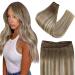 Easyouth Sew in Weft Hair Extensions Human Hair Brown Balayage Weft Extensions Ombre Brown to Blonde Sew in Hair Extensions Remy Long 22 Inch 100g 22 Inch/55cm 3-Weft #6/60/6