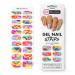 MoYou London Semi-Cured Gel Nail Strips  Nail File  & Wooden Cuticle Stick 20 Pc. Gel Wraps for Nails Salon-Quality Manicure Set & Pedicure Supplies  Peachi 03
