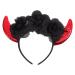 CRILSTYLEO Rose Headband Demon Hairband Demon Horns Headband Devil Ears Headband Demon Headpiece Devil Costume Halloween Party Favor Devil Headpiece Devil Hairband Bright Leather Fabric