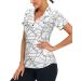Zamowoty Women's Short Sleeve Golf Shirts 1/4 Zip Up Loose Yoga Running Workout Tops White Large