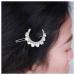 Allereya Crystal Pearl Moon Hair Clip Barrette Rhinestone Pearl Hairpin Barrette Silver CZ Crescent Moon Head Clip Headpieces Meniscus Pearl Hair Accessories for Women Girls (Silver)