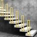 Metal Railings U-Shaped Stair Handrail Indoor Wall Mounted Squar Transitional Banister Non-Slip Metal Railing