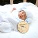 Baby Announcement Sign - 15cm Round Milestone Cards for Newborns | Wood Stamp Cushions for Hand & Footprints | Hello World Photo Props - Buy Online on GoSupps.com