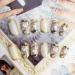 Hujl artificial nails round head false nails natural white wrong nails flashing gold rim retro flower word diy nail tools 24