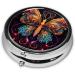 Colorful Butterflies Portable Metal Pill Box - Mini 3-Compartment Design for Small Pills | Ideal Travel Accessory - Buy Online on GoSupps.com