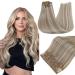 Runature real hair Extensions clip blond highlights 35cm clip extensions real hair cheap clip in extensions real hair darkas blonde with platinum blonde human hair 120g 7PCs #19ap60 35cm-7PCs #19ap60