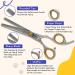 GW 8.5'' Thinning Grooming Scissor for Cats and Dogs - 50 Teeth Professional Shears with Yellow Jeweled Screw, J2 Stainless Steel, Safety Round Tip - Silver - Buy Online on GoSupps.com