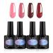 CLAVUZ Gel Nail Polish Set 4 Colors Pink Brown Red Glitter Gel Polish Set UV/LED Soak Off Nail Gel Polish Nail Art Manicure Salon DIY Nail Polish Gel Beauty Gifts 10ml SET04