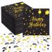 Altcompluser 60 pieces of napkin birthday 33x33cm birthday napkins black gold Happy Birthday napkins with birthday confetti paper napkins napkins for birthday party decoration decoration