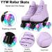 Women's Double Row High Top Roller Skates - Purple with Flash Wheels, Size 40 (US Women 8.5) - Includes Shoe Bag - Indoor/Outdoor Skating - Buy Online on GoSupps.com
