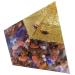 TUMBEELLUWA Orgone Pyramid Energy Generator for Crystal Healing Meditation Chakra Balancing Orgonite Pyramid Stone Figurine for Home Decoration Colorful Chip Stones Colorful Tumbled Stones+Golden Metal