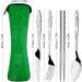 SENHAI 8-Piece Flatware Sets - Stainless Steel Tableware with Carrying Case for Travel, Camping, Picnic - Knife, Fork, Spoon, Chopsticks (Green Pink) - Buy Online on GoSupps.com