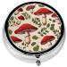 Red Mushrooms Mini Round Pill Box | 3 Compartment Travel Organizer | Portable Medicine Case for Home & Office - Buy Online on GoSupps.com