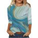 oelaio Womens 3/4 Sleeve Tops Trendy Casual Summer Cute Print Round Neck T Shirts Fashion 2023 Loose Blouses Plus Size Tunics Sky Blue Medium - Buy Online on GoSupps.com
