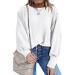 Shop Creoqiji Oversized Women's Sweatshirt - Vintage White Circular Neckline Loose Fit Long Sleeves - Buy Online on GoSupps.com
