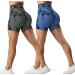 Zaayo 2er -Pack Sport Short Women Butt Scrunch Short Sports Lace High waist Short Pants Butt Lift Boot Booty Fitness Tie Dye Gym Shorts M #1 Black Gray - Dark Blue