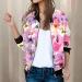Light Pink Flower Pattern Bomber Jacket for Women | Casual Aviator Zipper Summer Outwear | Stylish College Long Arm Jacket - Shop Now! - Buy Online on GoSupps.com
