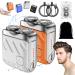 Beard Shaver Traveler Mini and Portable Suitcase Design Double-Ring Magnetic Cutter Men's Favorite Portable Mini Electrict Shaver PX7 Waterproof Razor Pocket Size USB Rechargeable (2PCS-A)