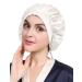 LilySilk 100% Pure Mulberry Silk Sleep Cap for Hair Care Women 19 Momme Natural Silk Bonnet for Sleeping Soft Silk Hair Wrap Elastic Stay on Head Ivory