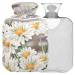 Naanle hot water bottle with lid wood daisy flower transparent hot water bottle 1l warm steadeler for pain relief back hand feet heat and cold therapy