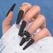 Sethexy long black false nails ballerina nails stick matt coffin wrong fingernails Bowknot nails with glue 24st acrylic art nail tips to press on for women and girls