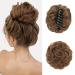 Sofeiyan Claw Clip Messy Bun Hairpieces Wavy Curly Hair Bun Clip in Claw Chignon Ponytail Hairpiece Tousled Updo Hair Extensions Synthetic Scrunchie Hair Piece for Women Light Brown