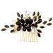 BETITETO Crystal Bridal Side Comb for Hair Small Gold Leaf Rhinestone Hair Piece Accessories for Wedding Women Girls (Black)