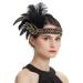 Z&X 1920s Feather Headband Gatsby Party Headpieces for Women Rhinestone 20s Roaring Hair Accessories (#015 Black)