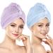 Hair Drying Towel Wraps 2 Pack Microfibre Towel Twist Turban with Button Design Super Absorbent Quick Drying Hair Towel for Curly/Long/Thick Hair Two Colors