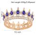 Vintage Royal Queen Teardrop Rhinestone Diadem Tiaras Crown - Gold Blue | Perfect for Pageants, Proms, Weddings - Buy Online on GoSupps.com