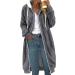 Shop Hanxiulin Women's Cuddly Fleece Jacket - Warm Breathable & Cozy Long Coat in Dark Gray | International Shipping Available - Buy Online on GoSupps.com