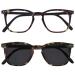 Opulize Bex double pack men reading glasses with sun reader large matt brown tortoisy RS64-2 +1.50 matt brown tortoisy with black arms +1.50 diopters