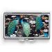 Peacock Background Pill Box Compact Rectangle 7 Day Pill Box Pill Case Black Small