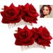 Iwobi ladies rose flower manual hair clip bride rose flower hair crest hair jewelry for wedding party halloween carnival masquerade (red)